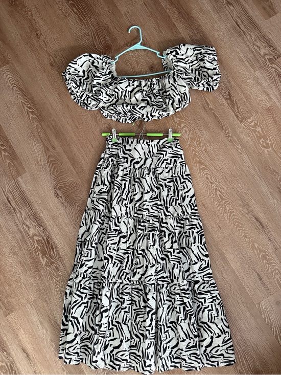 a new day Dresses & Skirts - Black and White Printed Two-Piece Set | Zebra Two-Piece Crop Top and Skirt Set